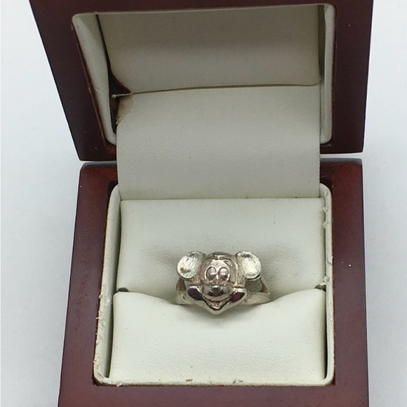 Jewelry - Mickey Mouse Sterling Silver Ring Mickey Mouse Head And Hands Size 6